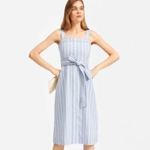 Everlane Cotton Weave Tank Dress Blue White Stripe